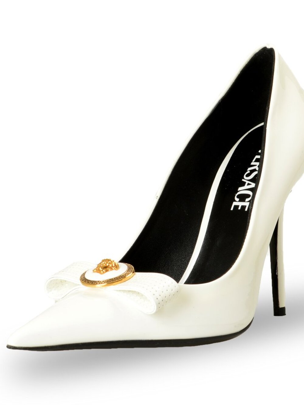 Versace Women's "Gianni Ribbon" 100% Patent Leather Pump Shoes US 11 IT 41